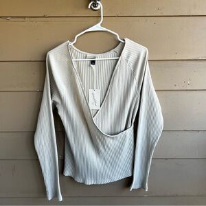NWT Universal Threads Tan Ribbed Long Sleeve Blouse - Size L